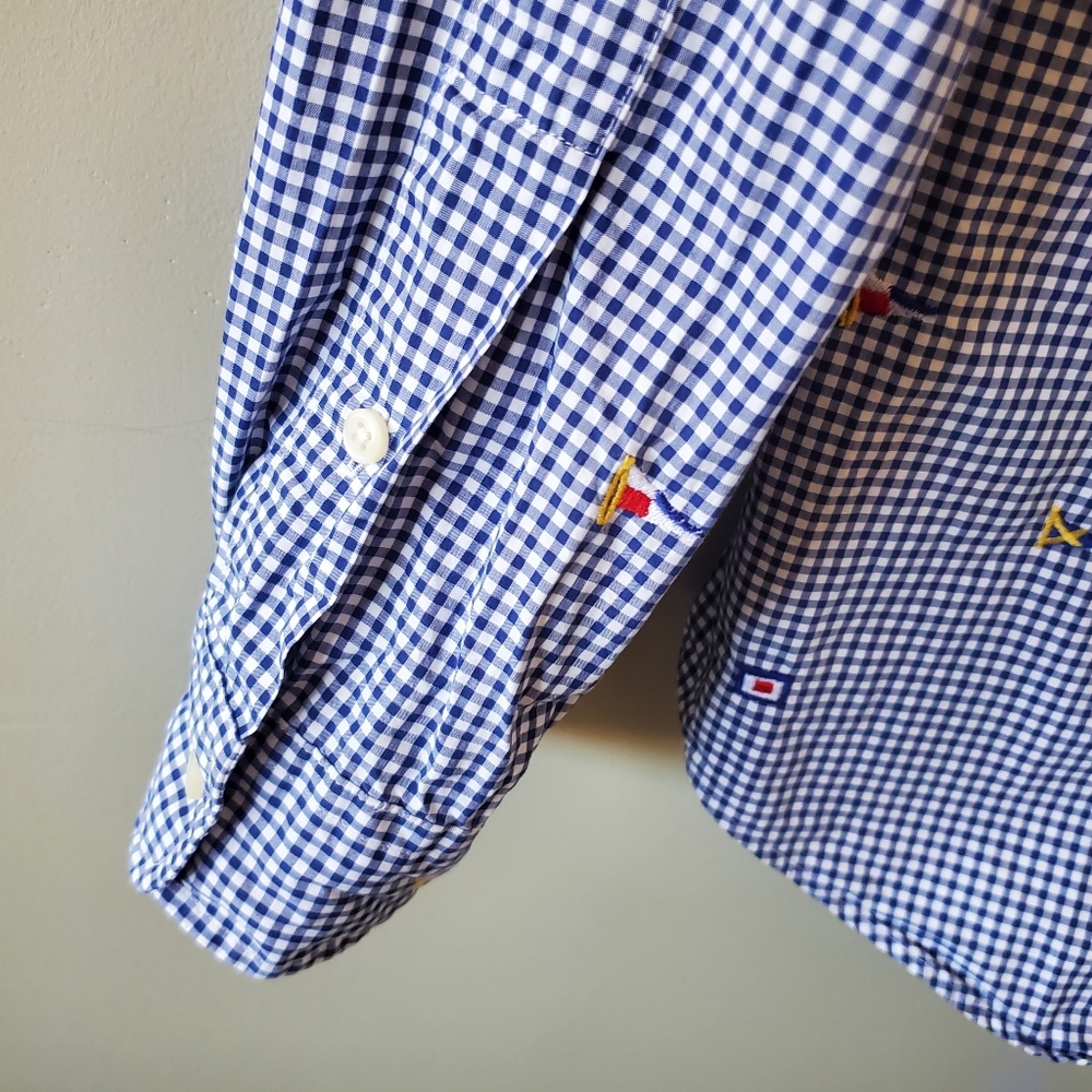 Ralph Lauren L Classic Fit Check Gingham Flags Nautical Old Money Button Shirt - Picture 10 of 10